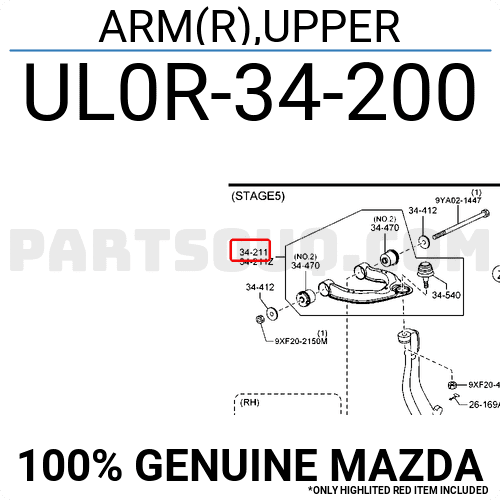 Càng A Trên Trước Phải Mazda BT-50 Mã phụ tùng UL0R34200
