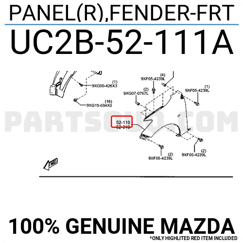 Tai Xe Phải Mazda BT-50 Mã phụ tùng UC2B52111A