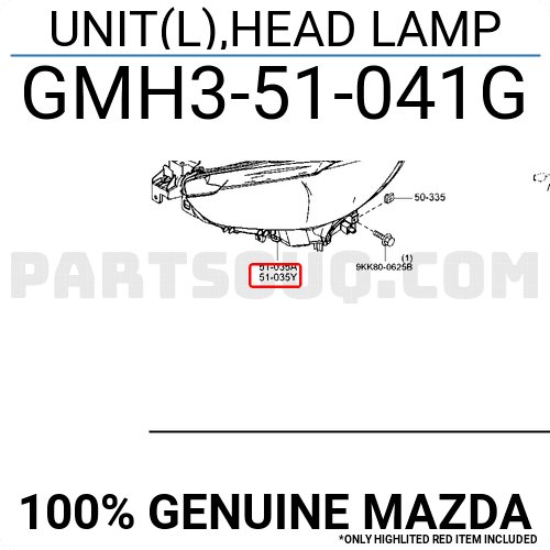 Đèn Pha Trái Mazda Mazda 6 Mã phụ tùng GMH351041G