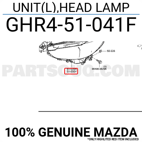 Đèn Pha Trái Mazda Mazda 6 Mã phụ tùng GHR451041F