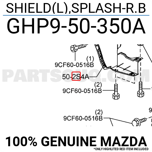 Chắn Bùn Lòng Dè Miếng Sau Trái Mazda Mazda 6 Mã phụ tùng GHP950350A