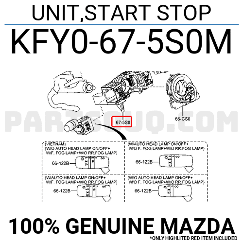 Công Tắc Star Stop Mazda Mazda 6 Mã phụ tùng KFY0675S0M