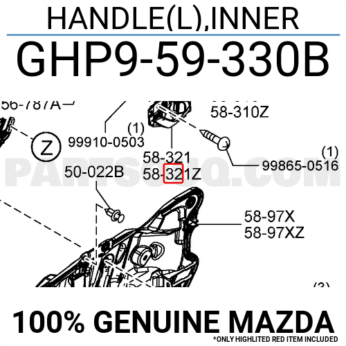 Tay Mở Cửa Trong Trái Mazda Mazda 6 Mã phụ tùng GHP959330B