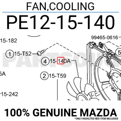 Cánh Quạt Gió Động Cơ 7 Cánh Mazda Mazda 6 Mã phụ tùng PE1215140