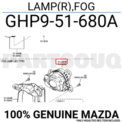Đèn Cản Trước Phải Mazda CX-5 Mã phụ tùng GHP951680A