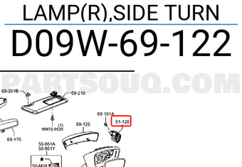 Đèn Xin An Gương Trái Mazda Mazda 2 Mã phụ tùng D09W69122