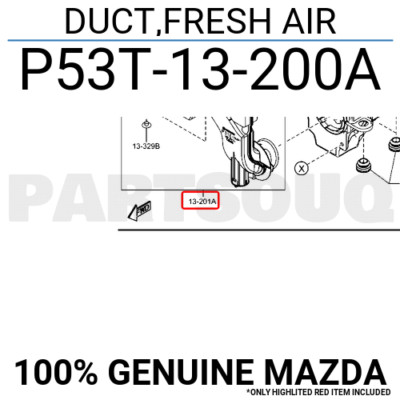 Ống Hút Gió Vào Hộp Lọc Mazda Mazda 2 Mã phụ tùng P53T13200A