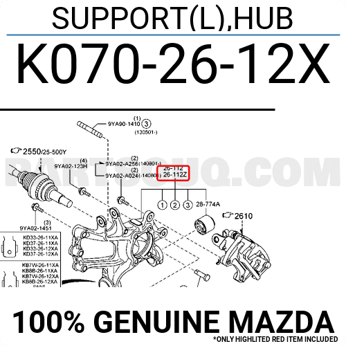 Ngõng May Ơ Sau Trái 4Wd Mazda CX-5 Mã phụ tùng K0702612X