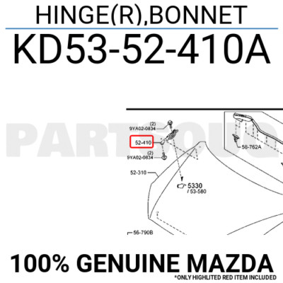 Bản Lề Ca Pô Phải Mazda CX-5 Mã phụ tùng KD5352410A