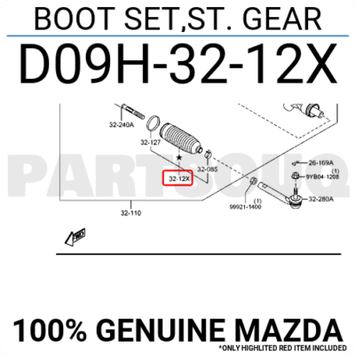 Chụp Bụi Thước Lái Mazda Mazda 2 Mã phụ tùng D09H3212X