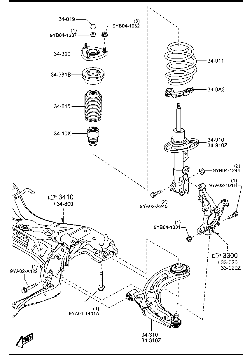 Tăm Bông Giảm Xóc Trước Mazda Mazda 2 Mã phụ tùng DB5P34111