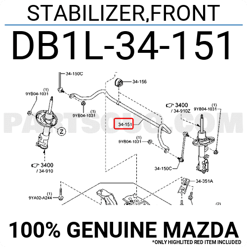 Thanh Giằng Cân Bằng Mazda Mazda 2 Mã phụ tùng DB1L34151