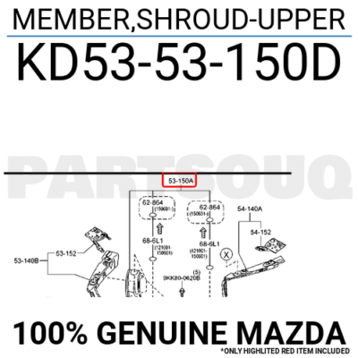 Ốp Sắt Trên Khung Xương Két Nước Mazda CX-5 Mã phụ tùng kd5353150d