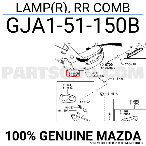 Đèn Hậu Miếng Ngoài Phải Mazda Mazda 6 Mã phụ tùng GJA151150B