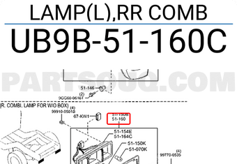 Đèn Hậu Trái Mazda BT-50 Mã phụ tùng UB9B51160D