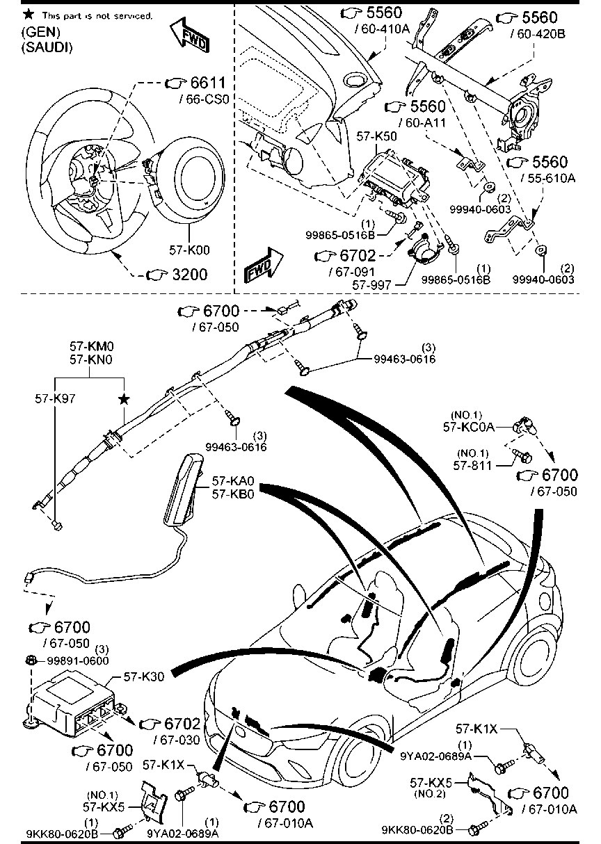 Túi Khí Chính Mazda CX-9 Mã phụ tùng B63C57K00A02