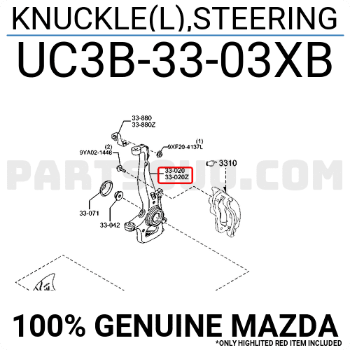 Trụ Lái Trái Mazda BT-50 Mã phụ tùng uc3b3303xb