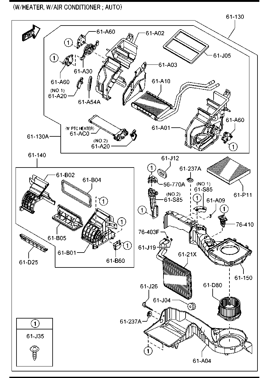Giàn Lạnh Trong Xe Mazda BT-50 Mã phụ tùng UC9P61210