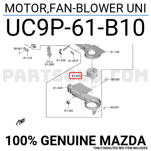 Quạt Gió Điều Hòa Trong Xe Mazda BT-50 Mã phụ tùng UC9P61B10