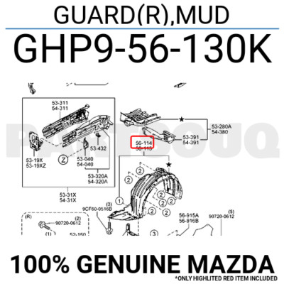 Lòng Rè Chắn Bùn Trước Phải Mazda Mazda 6 OEM GHP956130K-OE