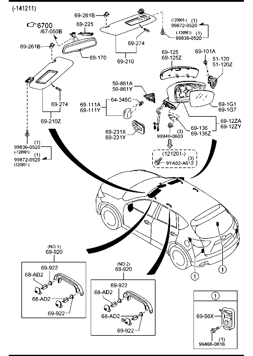 Gương Chiếu Hậu Trái Mazda CX-5 Mã phụ tùng KR22691N7E4