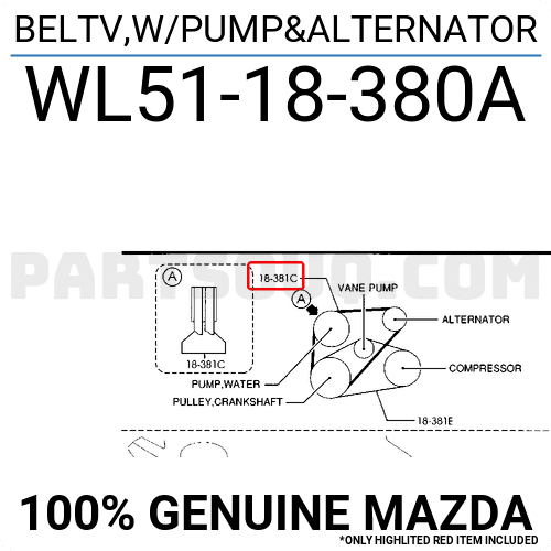 Dây Curoa Tổng Máy Dầu Mazda BT-50 Mã phụ tùng WL5118380A