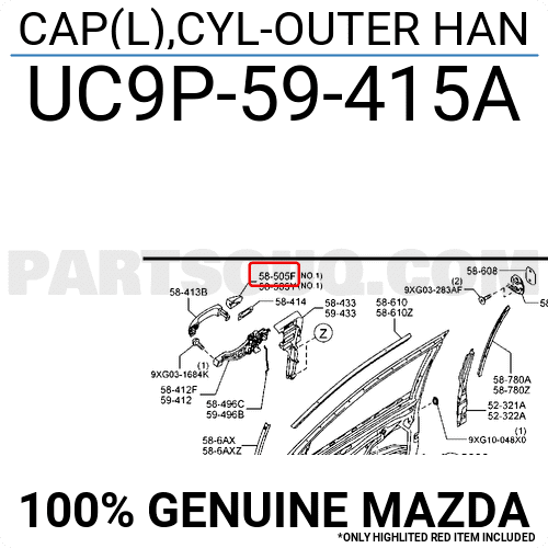 Đuôi Tay Mở Cửa Sau Phải Mazda BT-50 Mã phụ tùng UC9P59415A