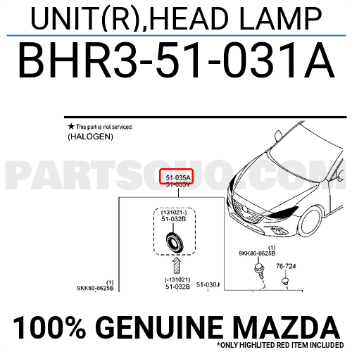 Đèn Pha Trái - Có Bexenon Mazda Mazda 3 Mã phụ tùng BHR351031A