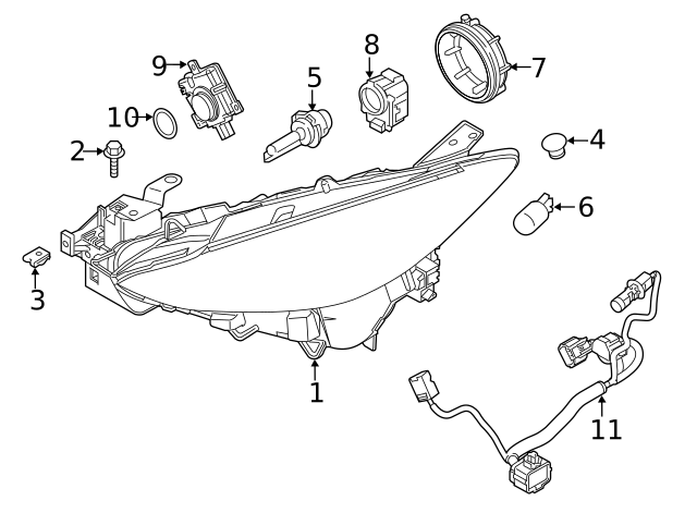 Đèn Pha Trái - Có Bexenon Mazda Mazda 3 Mã phụ tùng BHR351031A