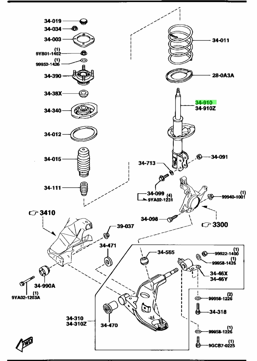 Giảm Xóc Trước Phải Mazda 626 Mã phụ tùng ge4t34700a