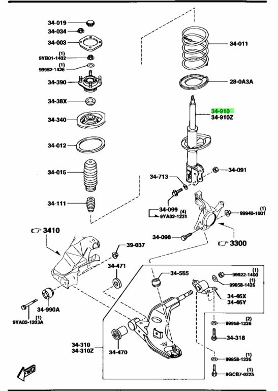 Giảm Xóc Trước Phải Mazda 626 OEM ge4t34700a-OE