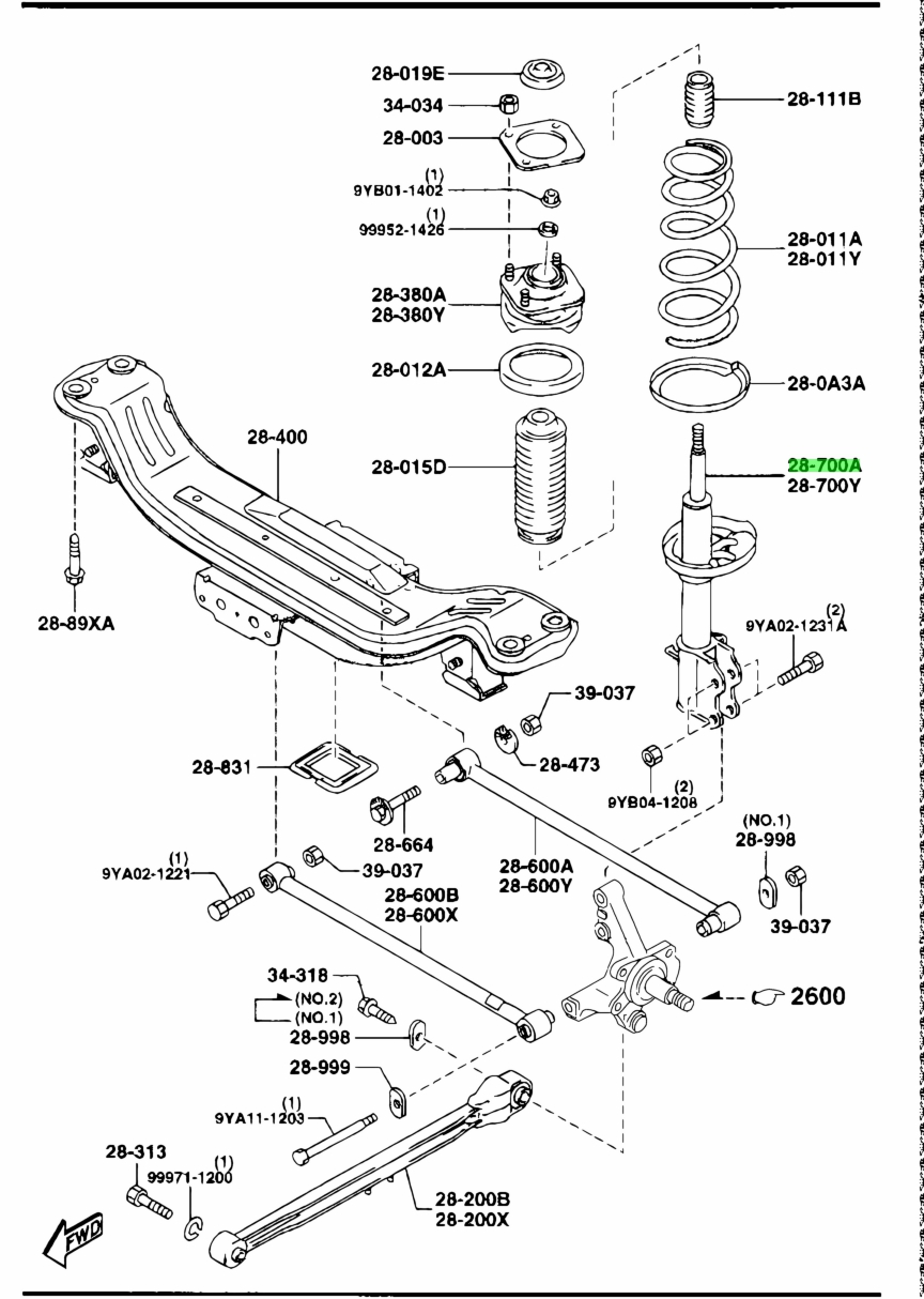 Giảm Xóc Sau Phải Mazda 626 OEM ge4t28700-OE