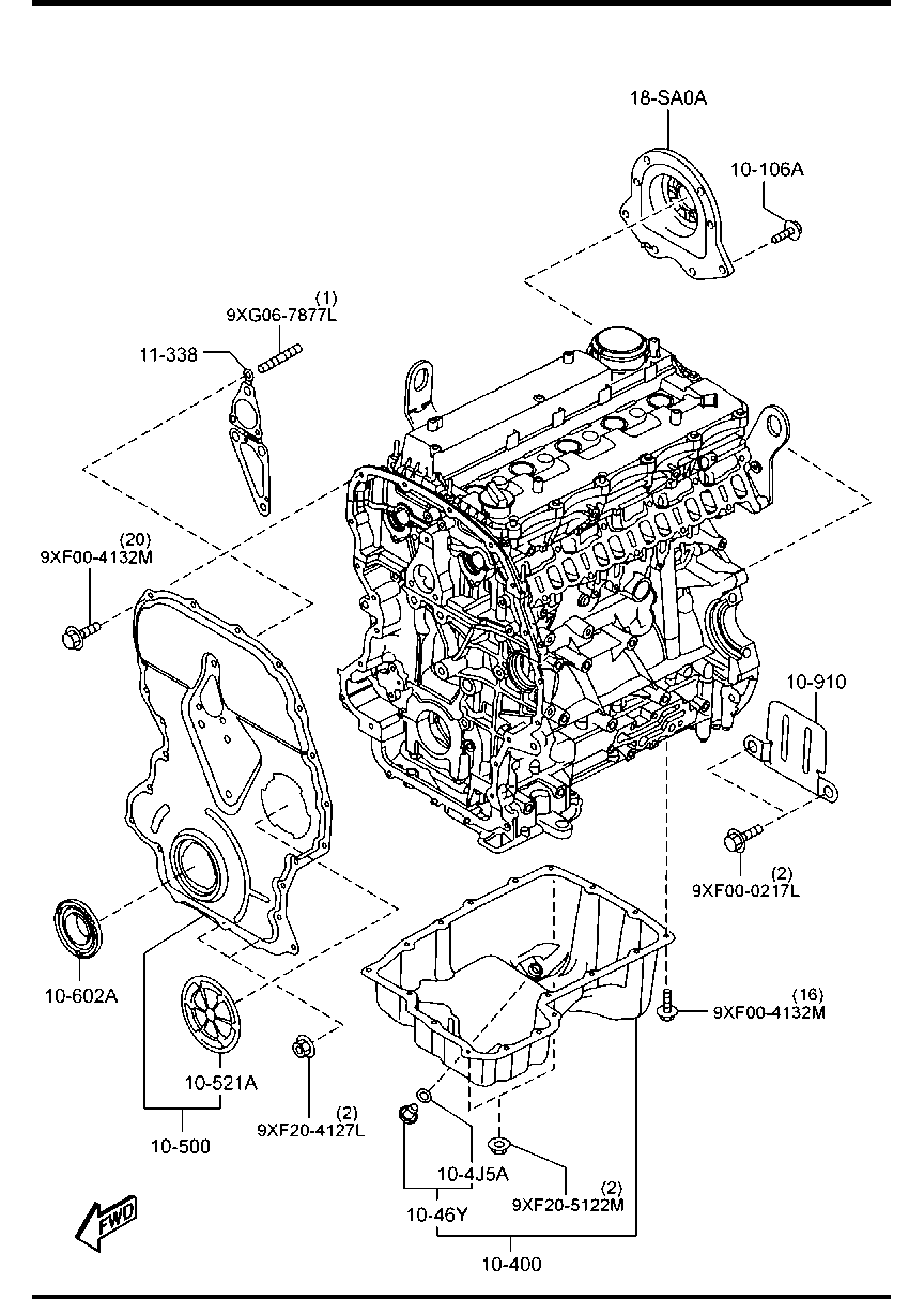 Nắp Đậy Hộp Xích Cam 3.2 Mazda BT-50 Mã phụ tùng uh0210500a