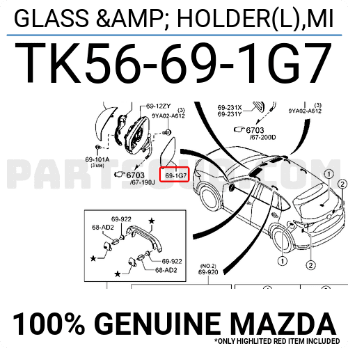 Mặt Gương Trái Không Cảm Biến Mazda CX-5 Mã phụ tùng TK56691G7
