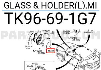 Mặt Gương Trái Không Cảm Biến Mazda CX-5 Mã phụ tùng TK56691G7
