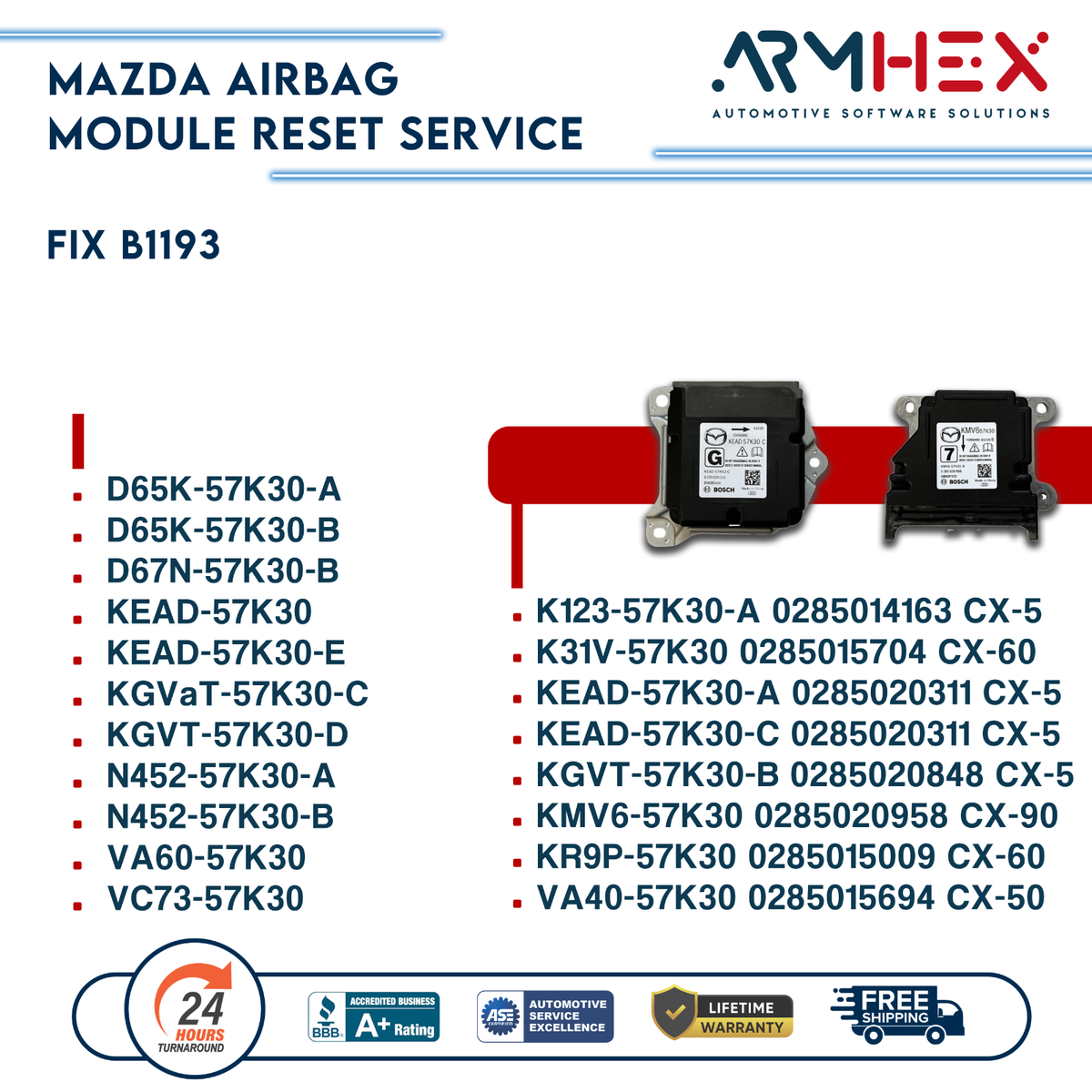 Hộp Điều Khiển Túi Khí Mazda CX-5 Mã phụ tùng K12357K30A