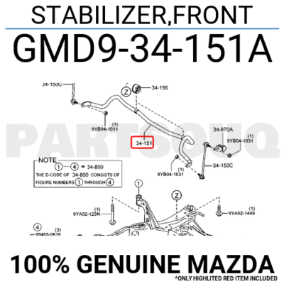 Thanh Giằng Cân Bằng Trước Mazda CX-5 Mã phụ tùng GMD934151A