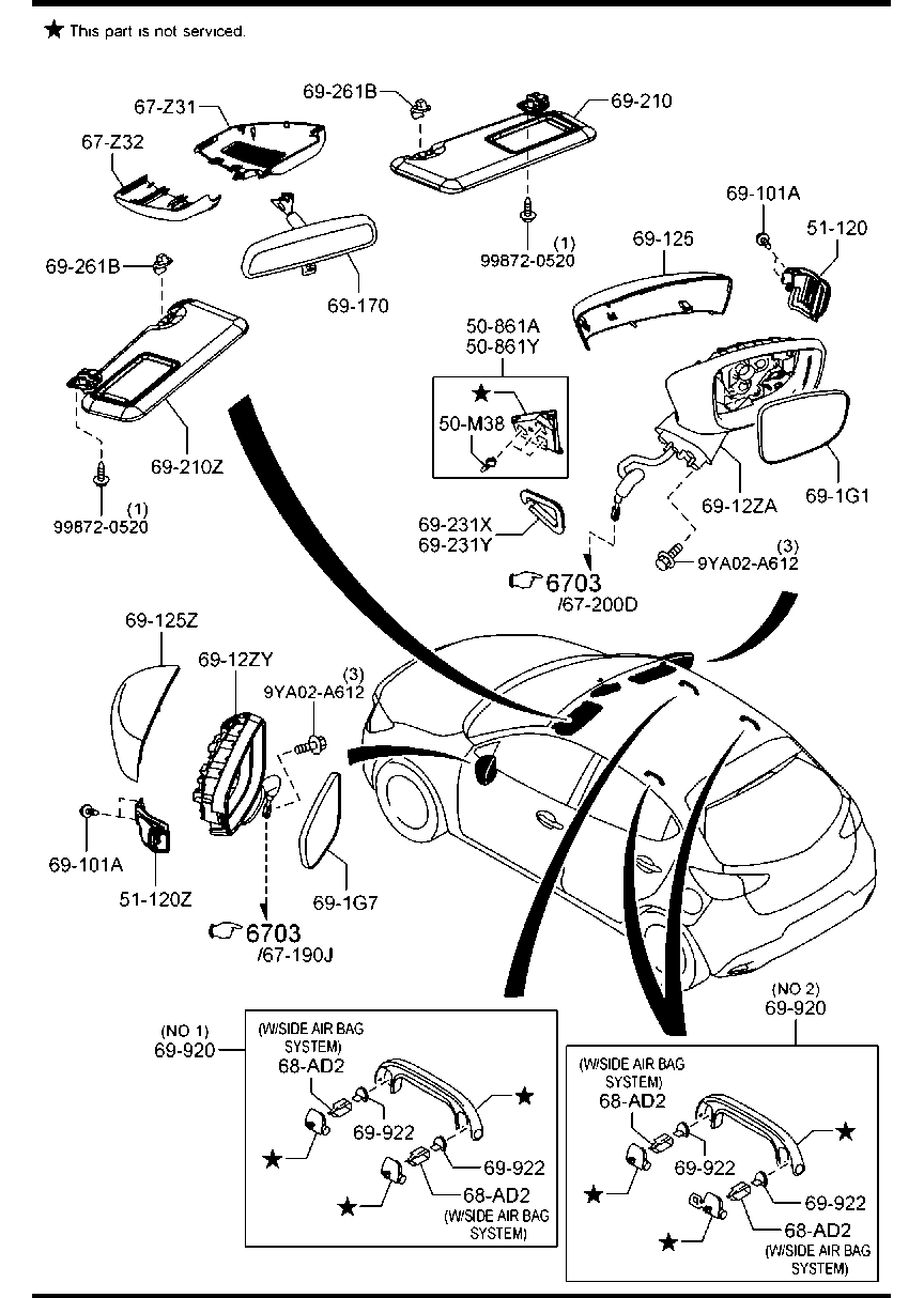 Mặt Gương Trái Mazda Mazda 2 Mã phụ tùng DA6T691G7