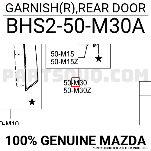 Nẹp Khung Cánh Cửa Ngoài Sau Phải Mazda Mazda 3 Mã phụ tùng BHS250M30A