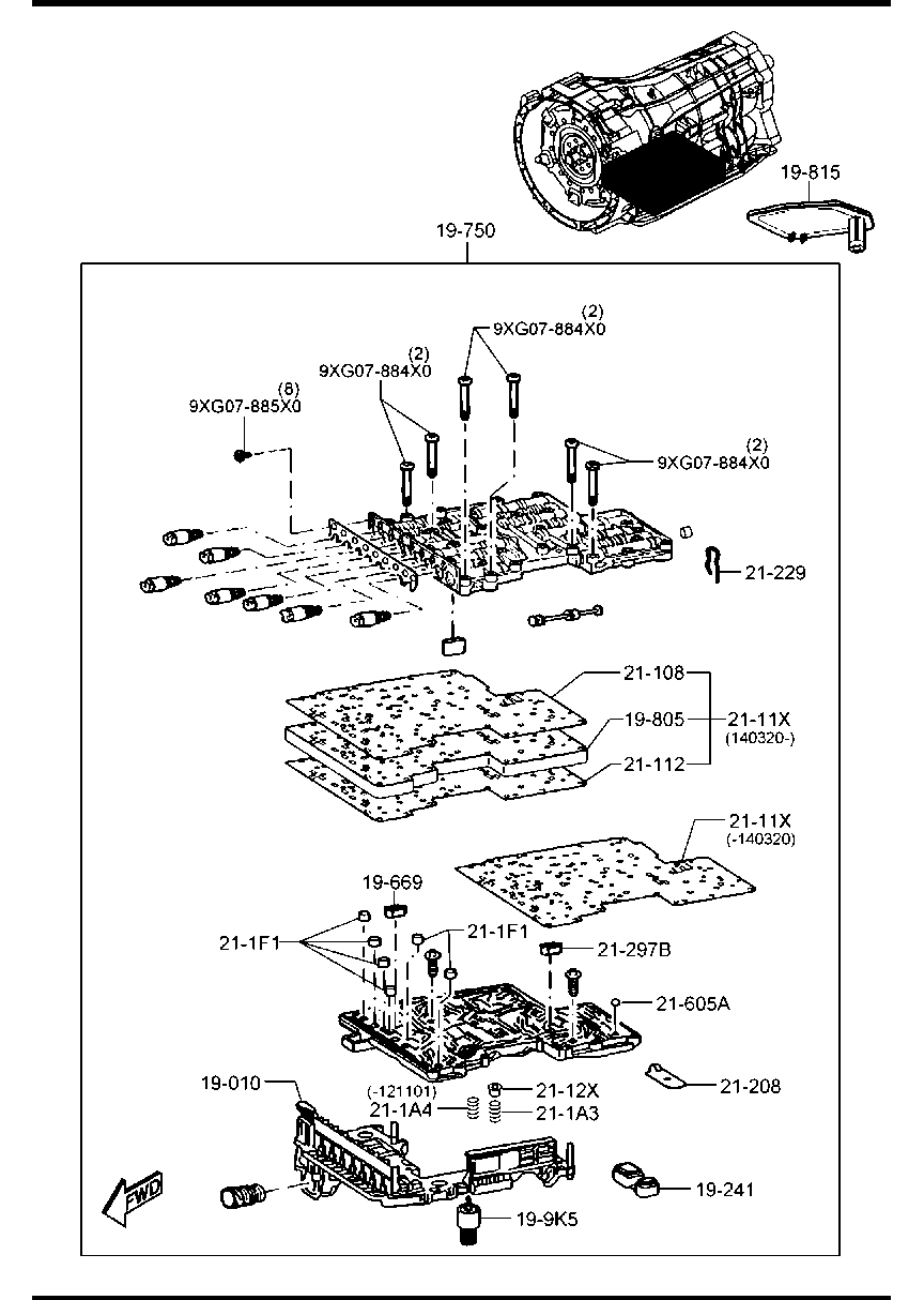 Van Điều Khiển Hộp Số Tự Động 3.2 Mazda BT-50 Mã phụ tùng U60221100