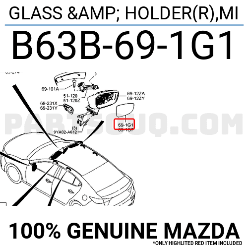 Mặt Gương Phải Mazda Mazda 3 Mã phụ tùng B63B691G1