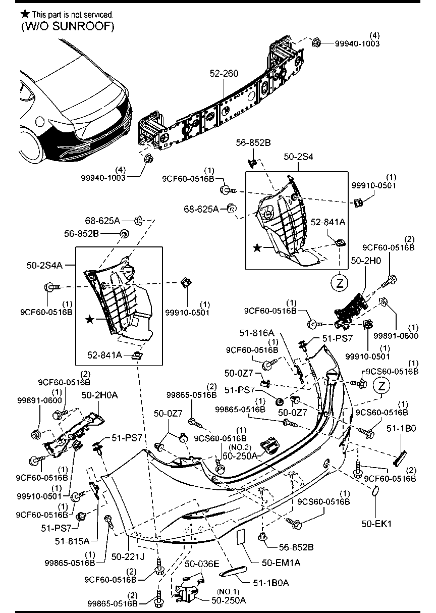 Đèn Phản Quang Cản Sau Phải Mazda Mazda 3 Mã phụ tùng BKC3515M0