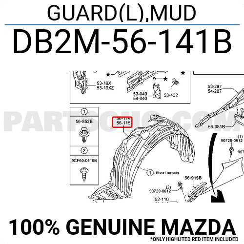 Lòng Rè Chắn Bùn Trước Trái Mazda Mazda 2 Mã phụ tùng DB2M56141B