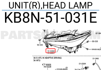 Đèn Pha Phải 2.5 Mazda CX-5 Mã phụ tùng KB8N51031E