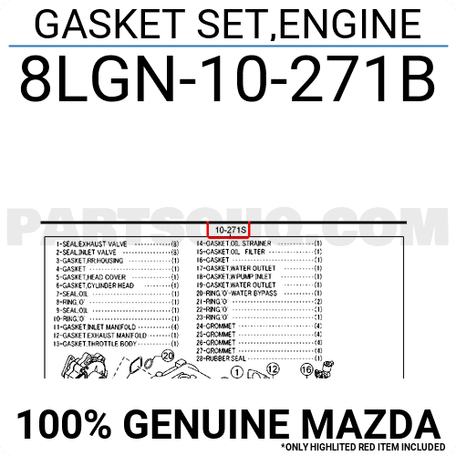 Gioăng Đại Tu 2.5 Mazda Mazda 6 Mã phụ tùng 8LGN10271B