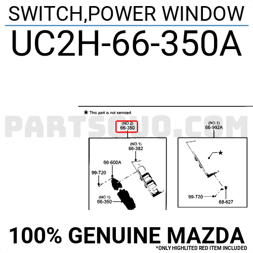 Công Tắc Lên Xuống Kính Tổng Mazda BT-50 Mã phụ tùng uc2h66350a