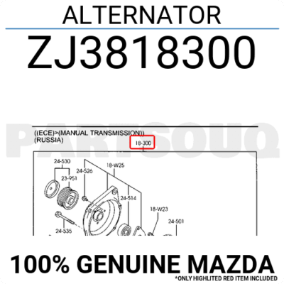 Máy Phát Điện Mazda Mazda 2 Mã phụ tùng ZJ3818300