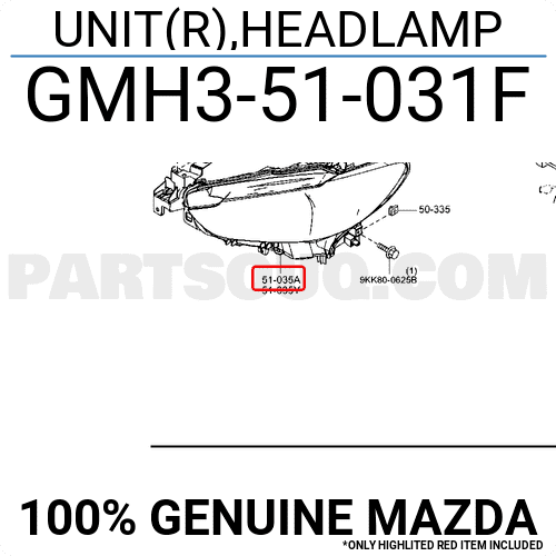 Đèn Pha Phải Mazda Mazda 6 Mã phụ tùng GMH351031F