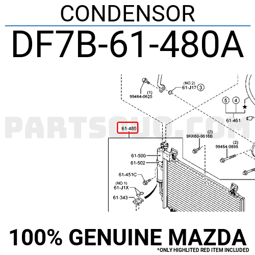Giàn Nóng Mazda Mazda 2 Mã phụ tùng DF7B61480A