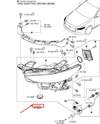 Đèn Pha Phải Mazda Mazda 3 Mã phụ tùng bcnm51030j